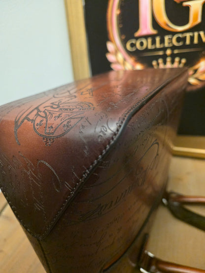 Berluti Toujours Scritto Venezia Leather Tote Bag Tobacco Brown