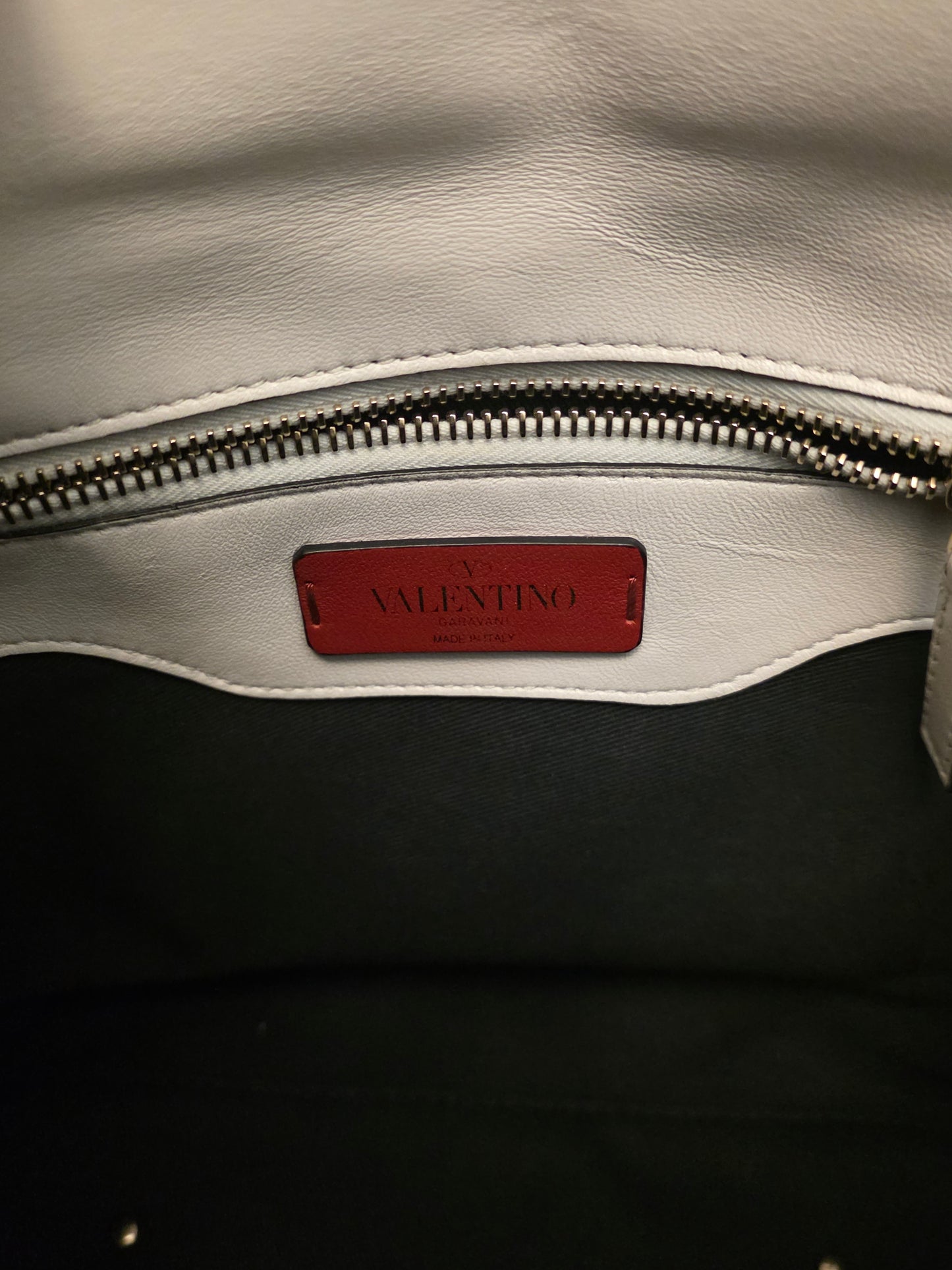 Valentino Garavani Roman Stud The Handle Bag Black Ivory Quilted Leather Large Top Handle Shoulder Bag