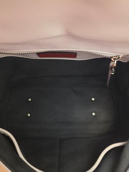 Valentino Garavani Roman Stud The Handle Bag Black Ivory Quilted Leather Large Top Handle Shoulder Bag