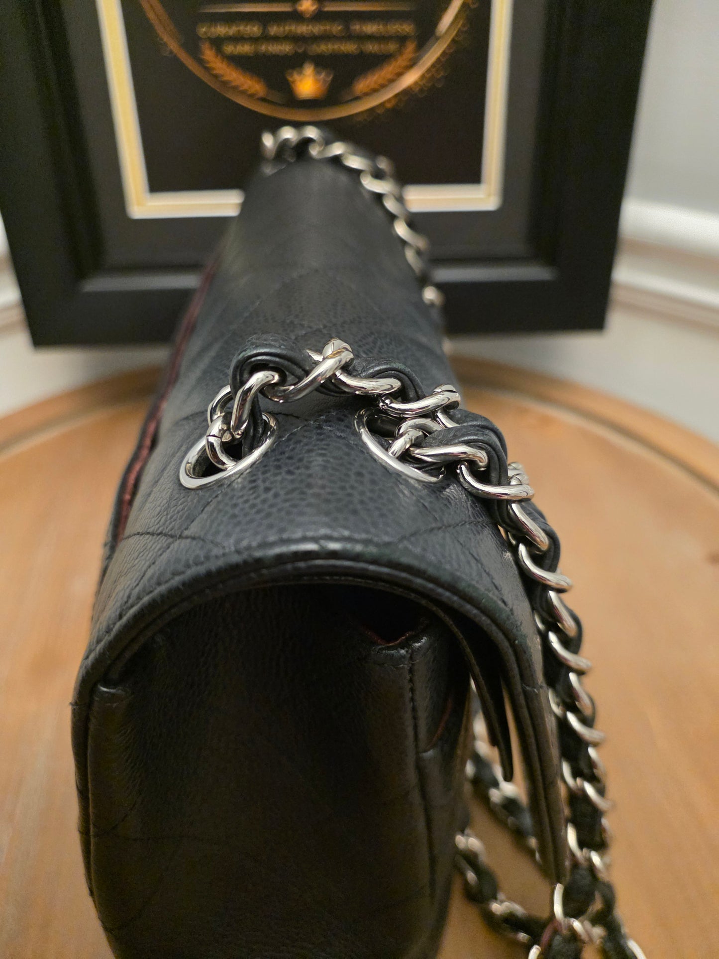 Chanel Jumbo Classic Double Flap Bag Black Caviar Leather Silver Hardware