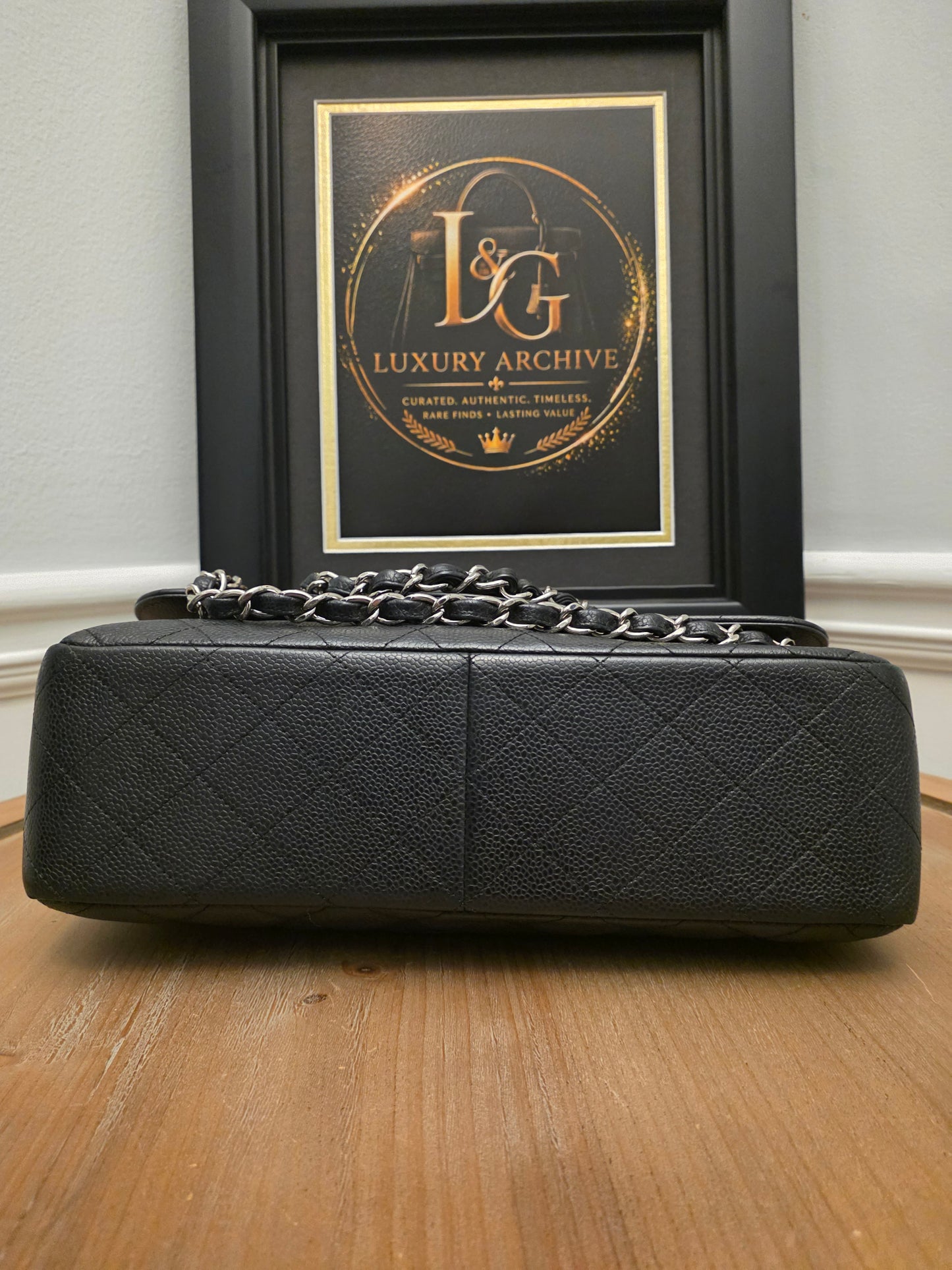 Chanel Jumbo Classic Double Flap Bag Black Caviar Leather Silver Hardware
