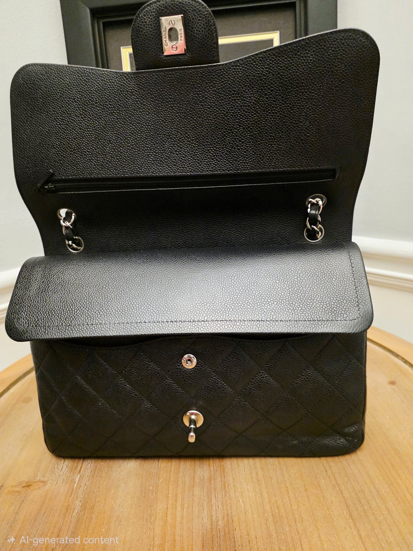 Chanel Jumbo Classic Double Flap Bag Black Caviar Leather Silver Hardware