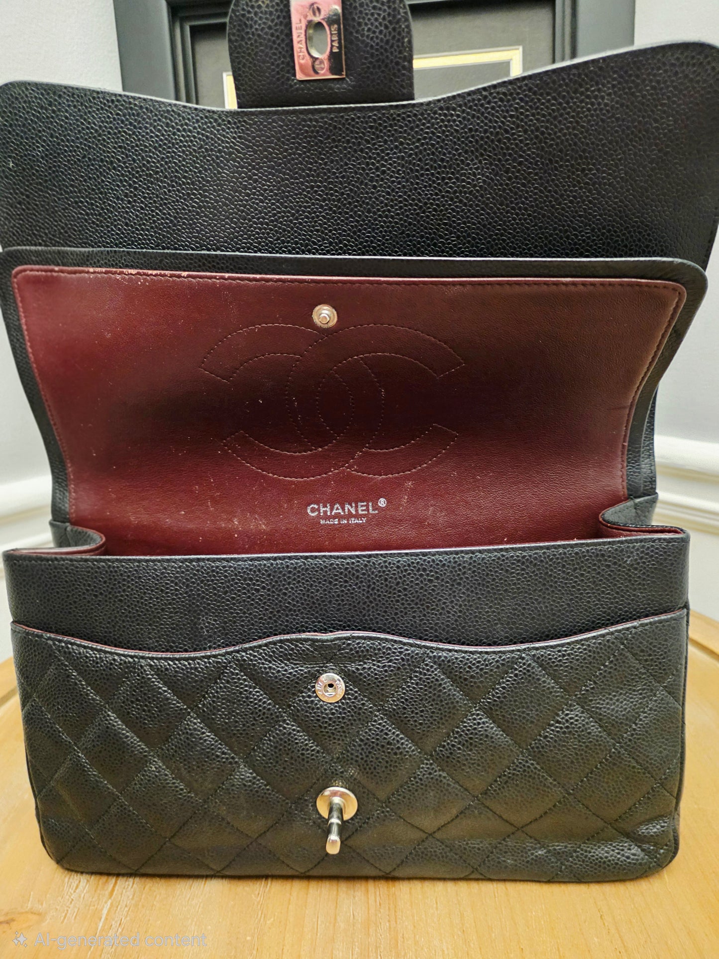 Chanel Jumbo Classic Double Flap Bag Black Caviar Leather Silver Hardware