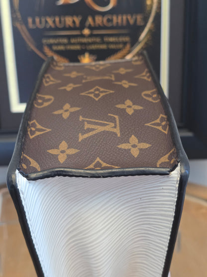 Authentic Louis Vuitton Spring Street Black Vernis White Epi Leather Crossbody Top Handle Bag