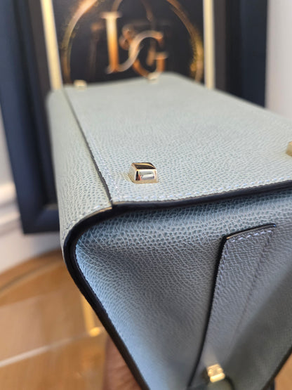 Valextra Light Blue Leather Top Handle Bag with Shoulder Strap
