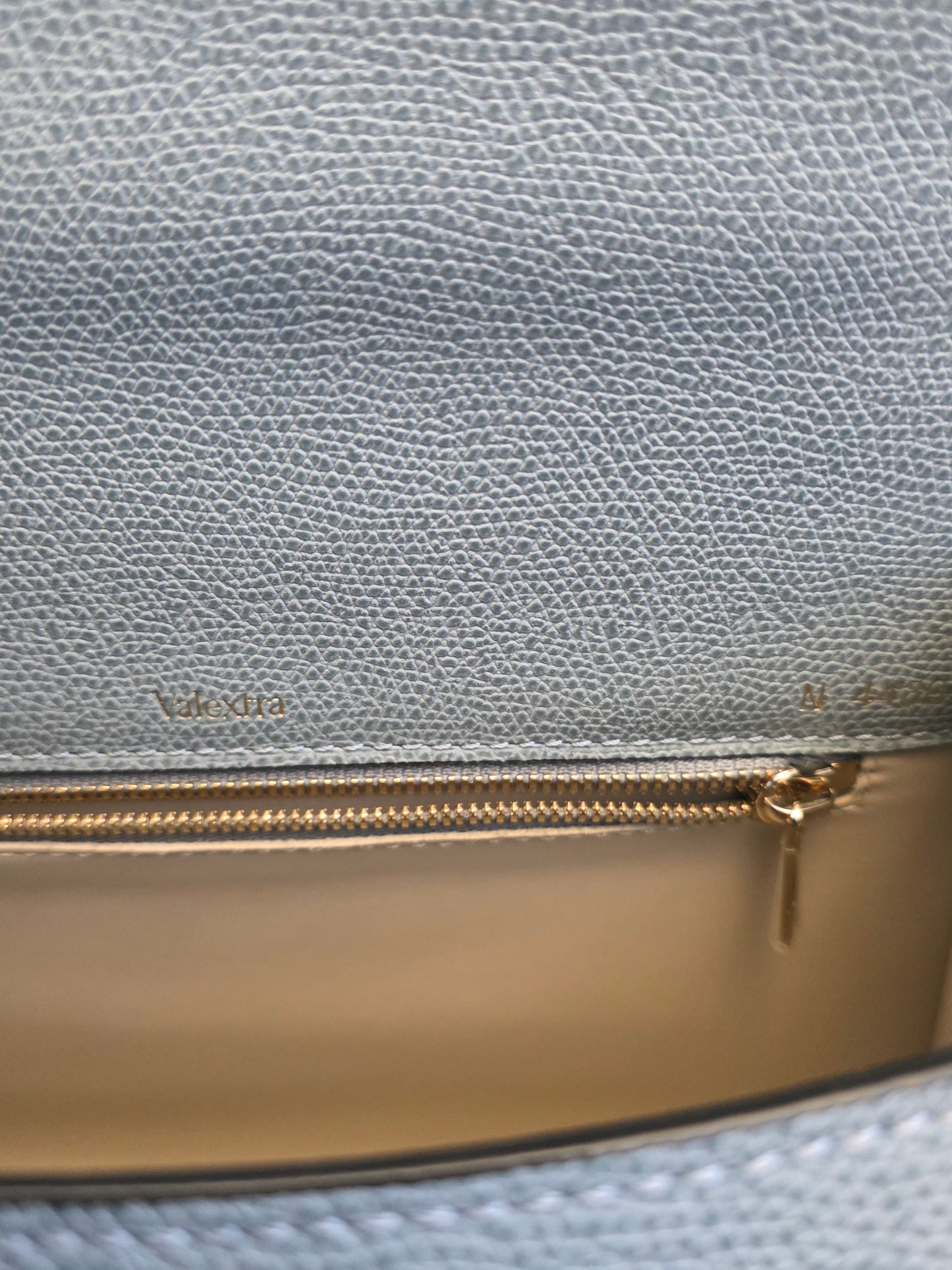 Valextra Light Blue Leather Top Handle Bag with Shoulder Strap