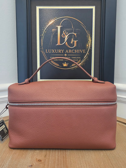 Authentic Loro Piana Extra Vanity Case | Fine Grained Calfskin Leather | Betel Berry | Made in Italy | Crossbody & Top Handle