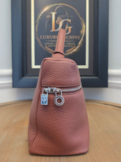 Authentic Loro Piana Extra Vanity Case | Fine Grained Calfskin Leather | Betel Berry | Made in Italy | Crossbody & Top Handle