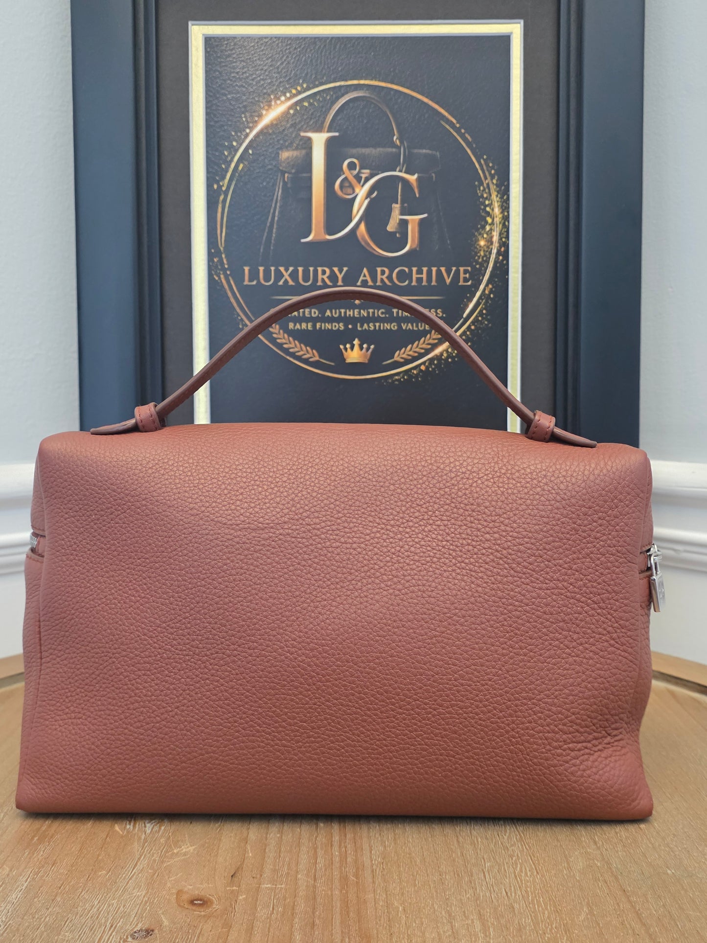 Authentic Loro Piana Extra Vanity Case | Fine Grained Calfskin Leather | Betel Berry | Made in Italy | Crossbody & Top Handle
