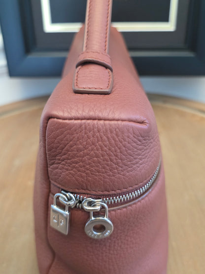 Authentic Loro Piana Extra Vanity Case | Fine Grained Calfskin Leather | Betel Berry | Made in Italy | Crossbody & Top Handle