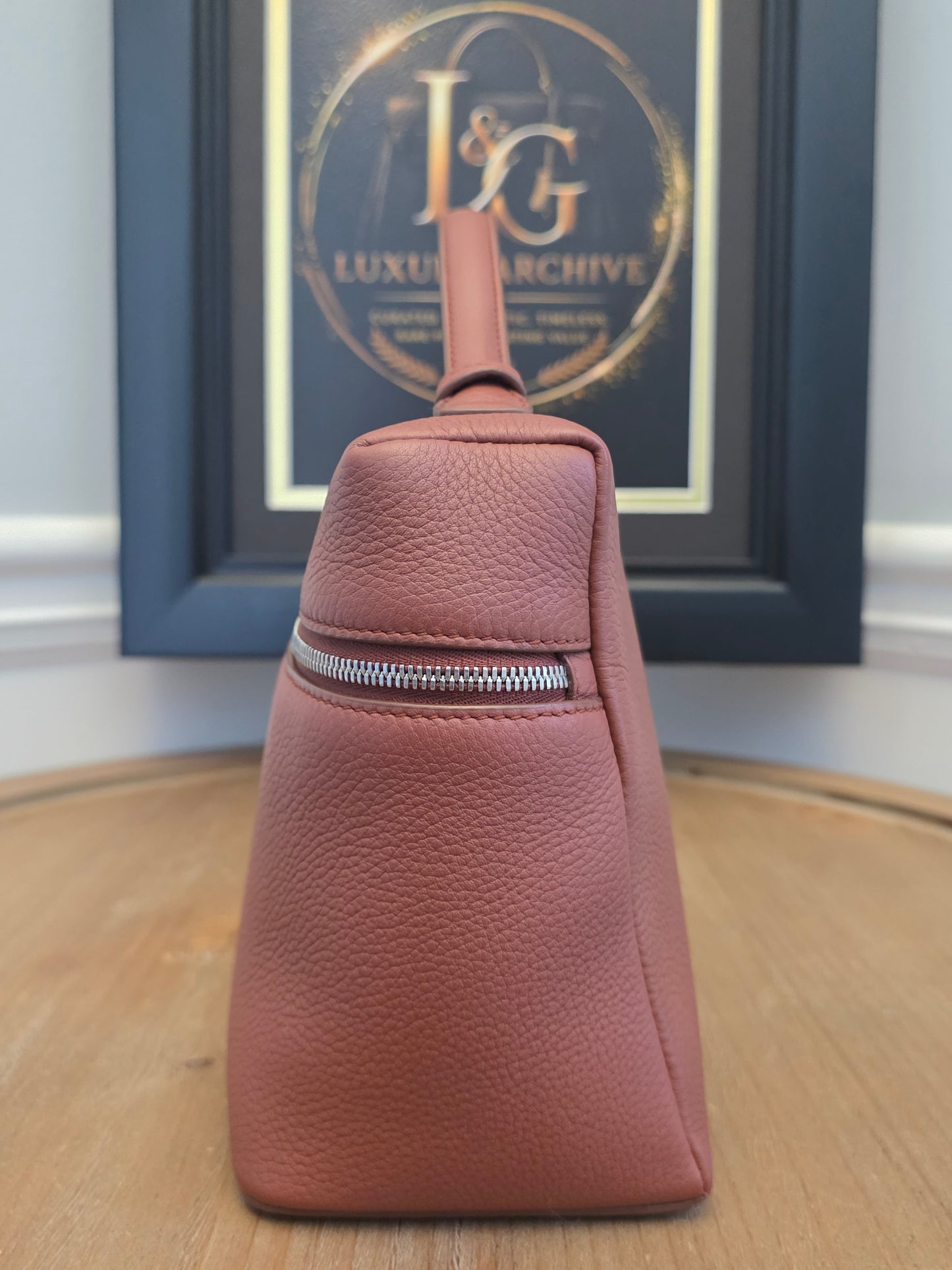 Authentic Loro Piana Extra Vanity Case | Fine Grained Calfskin Leather | Betel Berry | Made in Italy | Crossbody & Top Handle