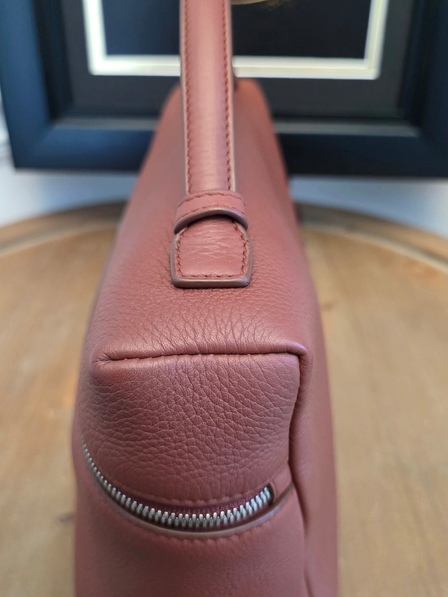 Authentic Loro Piana Extra Vanity Case | Fine Grained Calfskin Leather | Betel Berry | Made in Italy | Crossbody & Top Handle