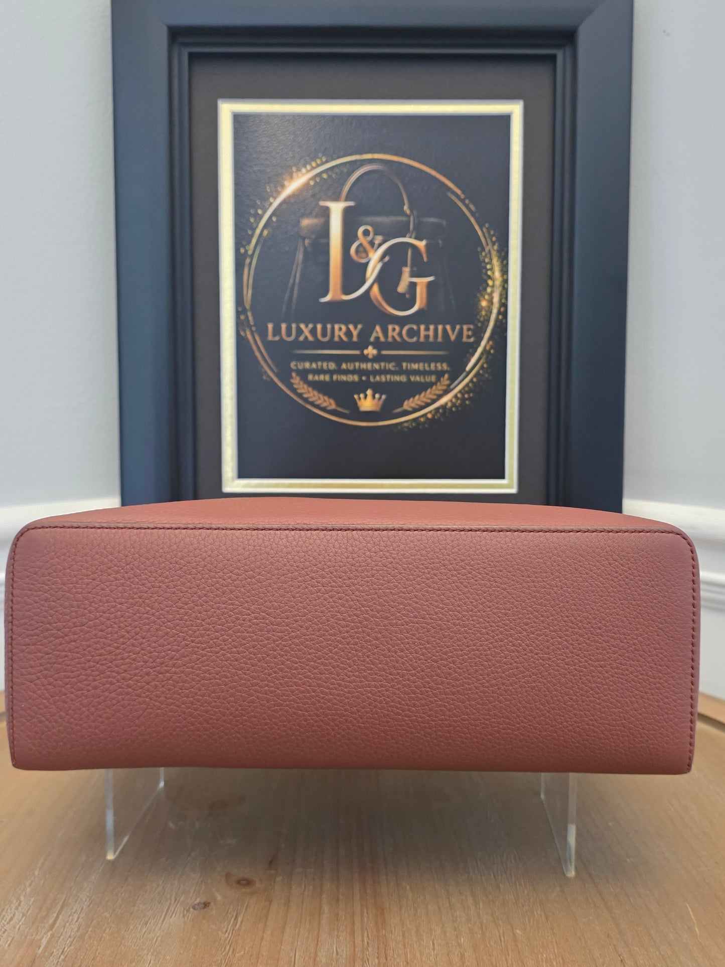 Authentic Loro Piana Extra Vanity Case | Fine Grained Calfskin Leather | Betel Berry | Made in Italy | Crossbody & Top Handle