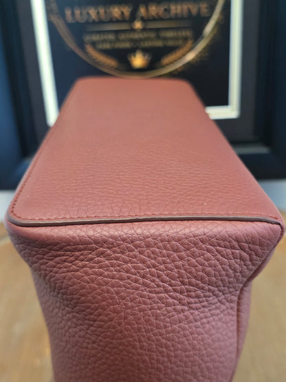 Authentic Loro Piana Extra Vanity Case | Fine Grained Calfskin Leather | Betel Berry | Made in Italy | Crossbody & Top Handle