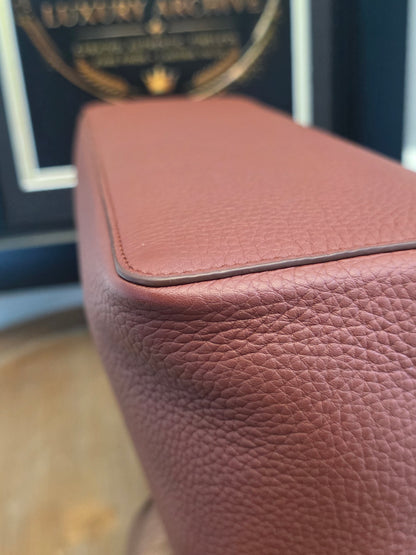 Authentic Loro Piana Extra Vanity Case | Fine Grained Calfskin Leather | Betel Berry | Made in Italy | Crossbody & Top Handle