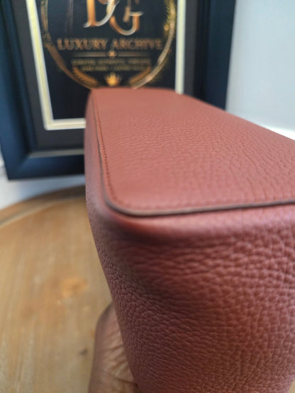 Authentic Loro Piana Extra Vanity Case | Fine Grained Calfskin Leather | Betel Berry | Made in Italy | Crossbody & Top Handle