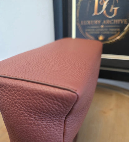 Authentic Loro Piana Extra Vanity Case | Fine Grained Calfskin Leather | Betel Berry | Made in Italy | Crossbody & Top Handle