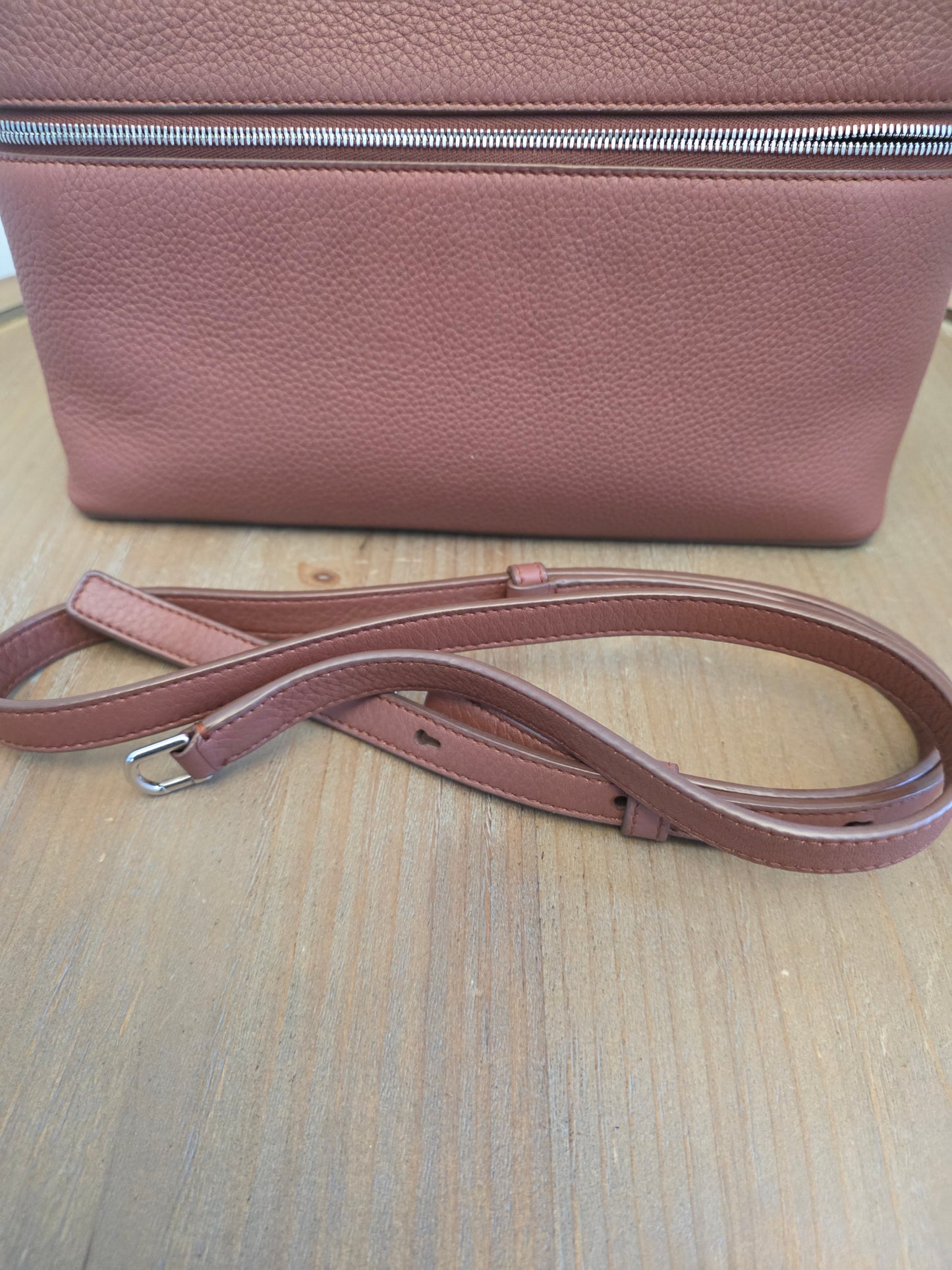 Authentic Loro Piana Extra Vanity Case | Fine Grained Calfskin Leather | Betel Berry | Made in Italy | Crossbody & Top Handle