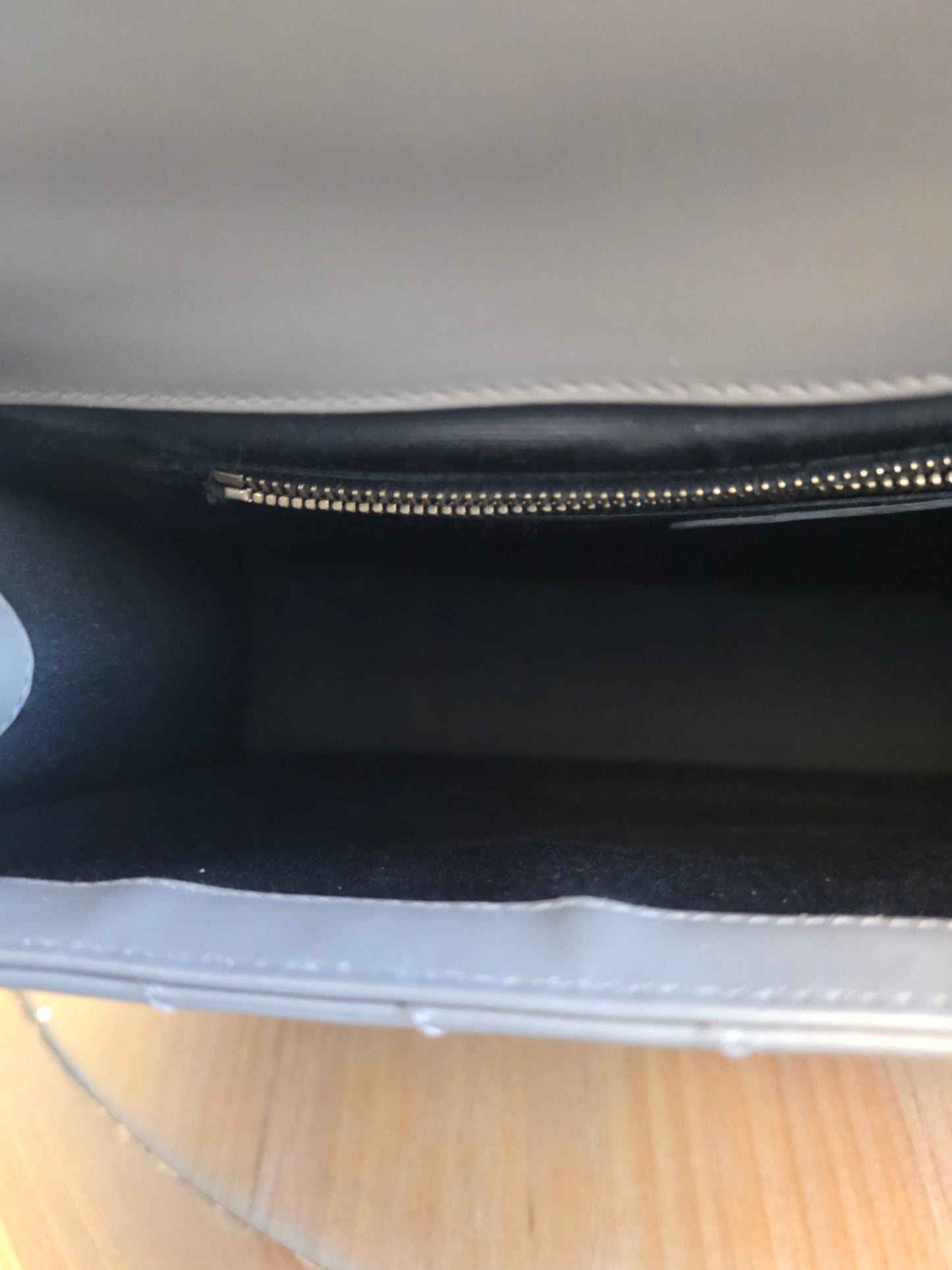 Saint Laurent Large Envelope Chain Shoulder Bag Grey Chevron Quilted Leather Gold Hardware Authentic