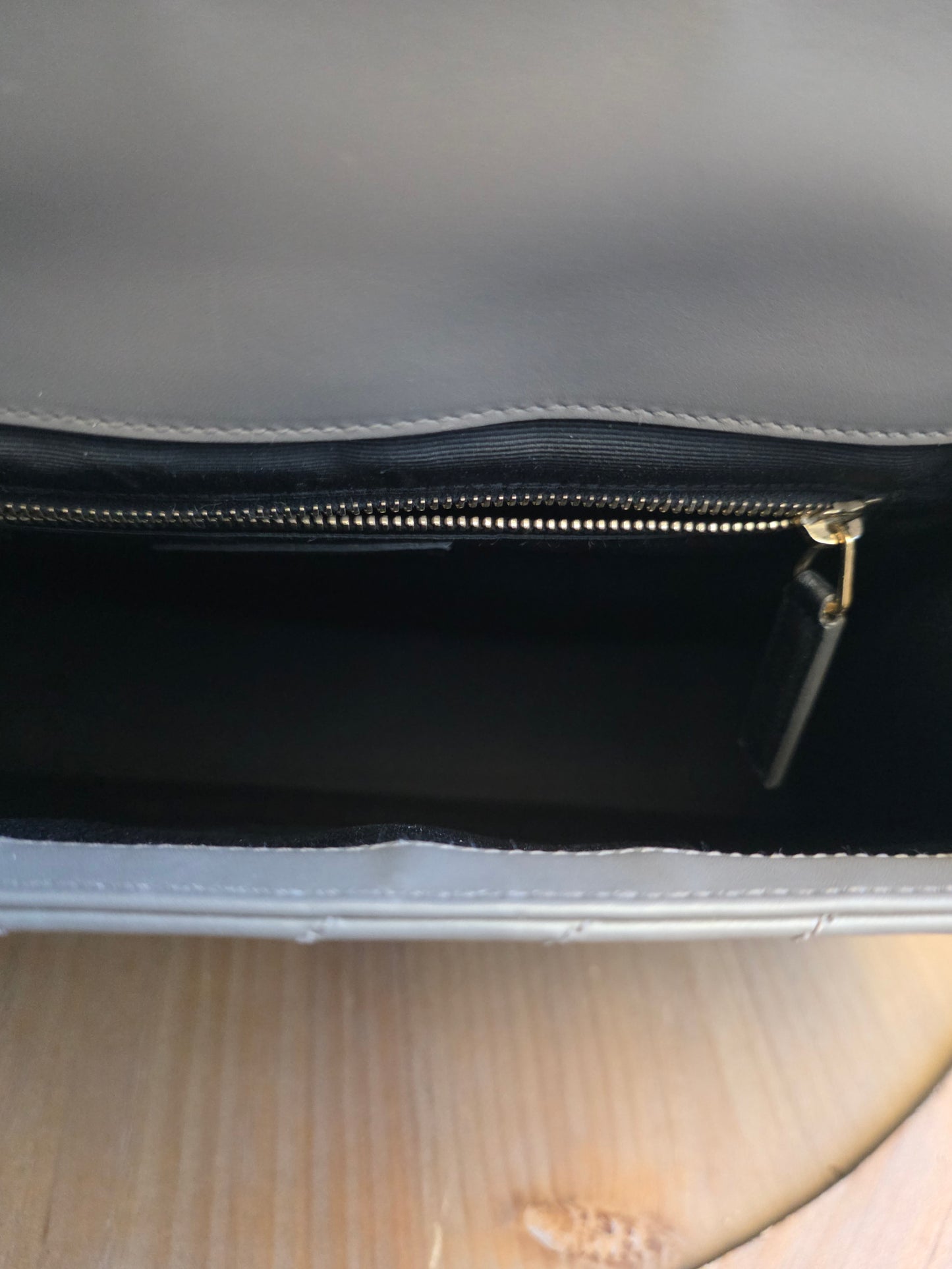 Saint Laurent Large Envelope Chain Shoulder Bag Grey Chevron Quilted Leather Gold Hardware Authentic
