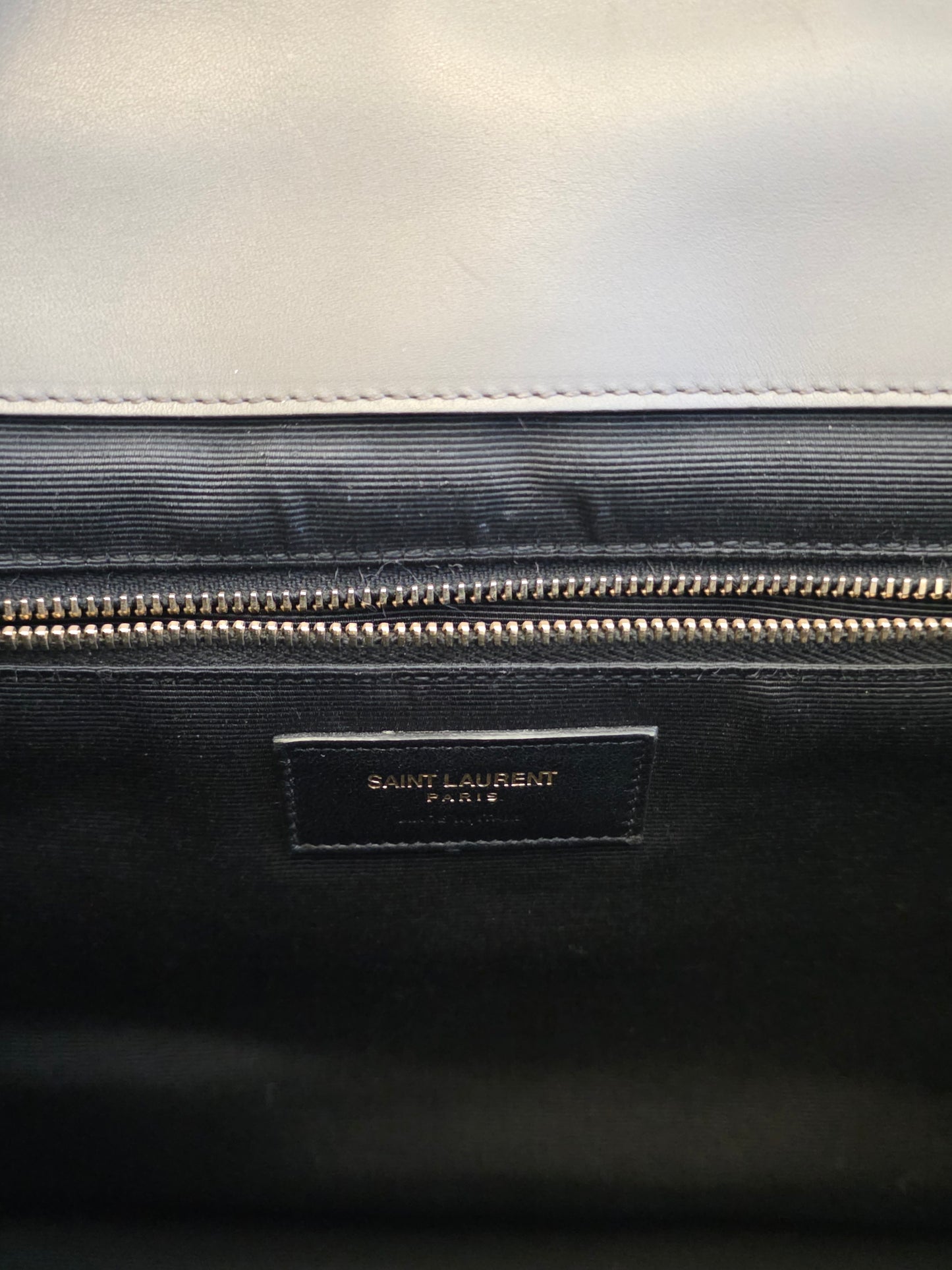 Saint Laurent Large Envelope Chain Shoulder Bag Grey Chevron Quilted Leather Gold Hardware Authentic
