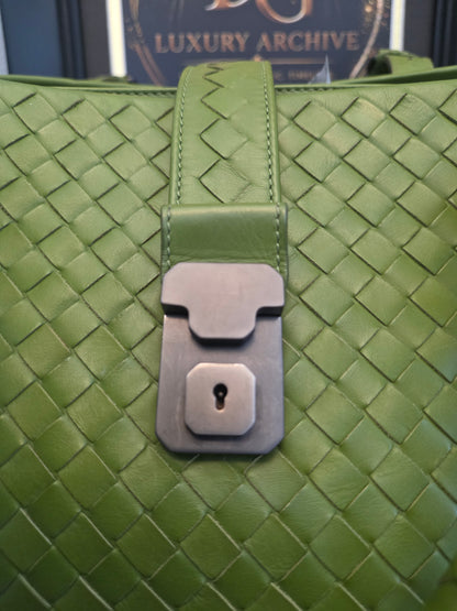 Authentic Bottega Veneta Large Roma Intrecciato Leather Tote Bag | Parakeet Green | Made in Italy