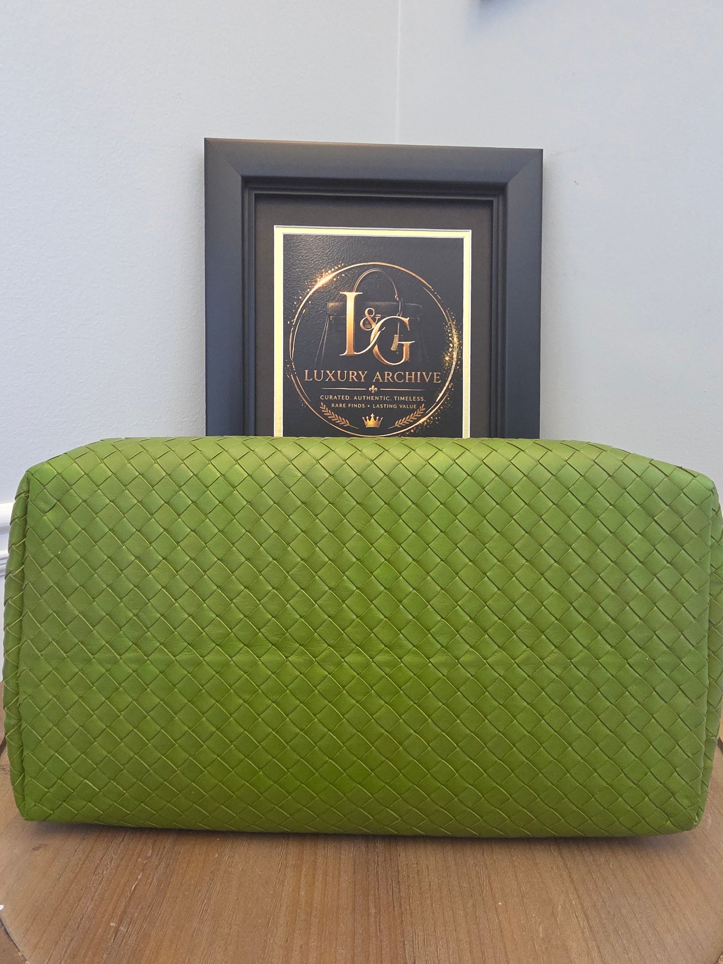 Authentic Bottega Veneta Large Roma Intrecciato Leather Tote Bag | Parakeet Green | Made in Italy