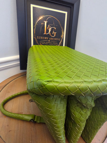 Authentic Bottega Veneta Large Roma Intrecciato Leather Tote Bag | Parakeet Green | Made in Italy