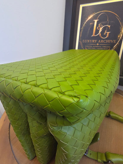 Authentic Bottega Veneta Large Roma Intrecciato Leather Tote Bag | Parakeet Green | Made in Italy