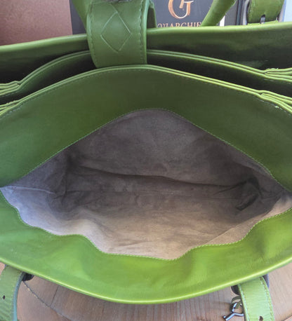 Authentic Bottega Veneta Large Roma Intrecciato Leather Tote Bag | Parakeet Green | Made in Italy