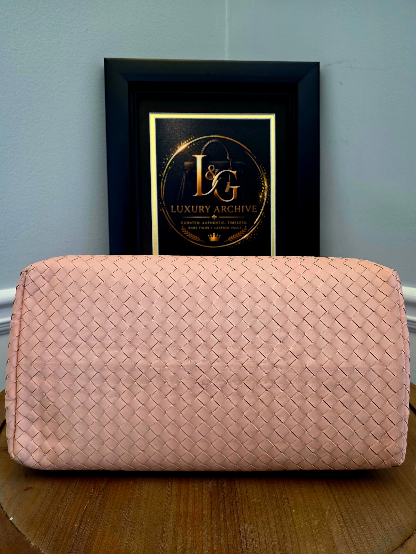 Authentic Bottega Veneta Large Roma Intrecciato Leather Tote Bag | Blush Pink | Made in Italy