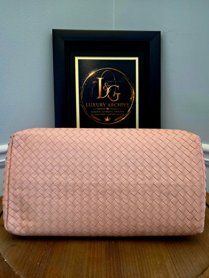Authentic Bottega Veneta Large Roma Intrecciato Leather Tote Bag | Blush Pink | Made in Italy