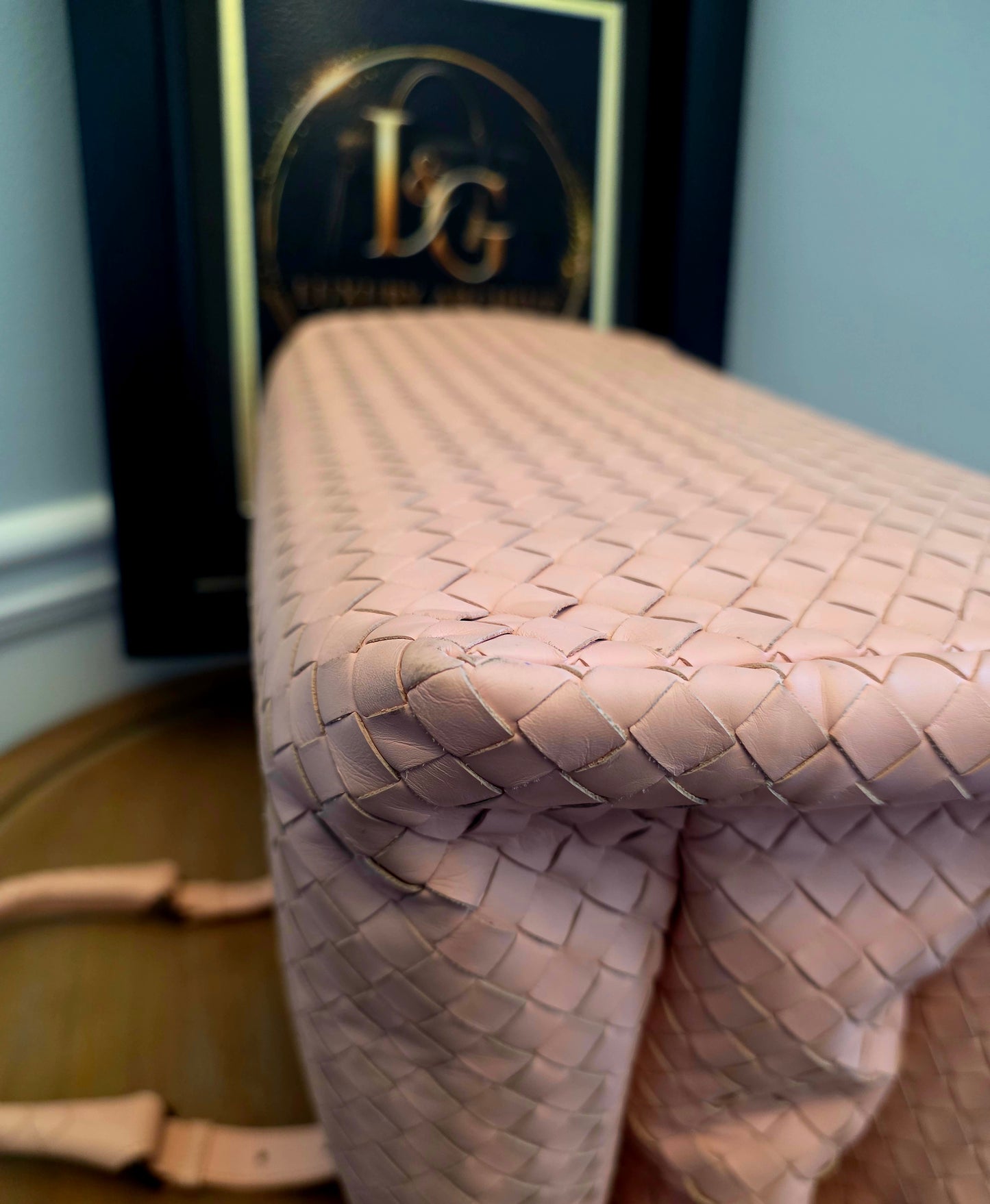 Authentic Bottega Veneta Large Roma Intrecciato Leather Tote Bag | Blush Pink | Made in Italy