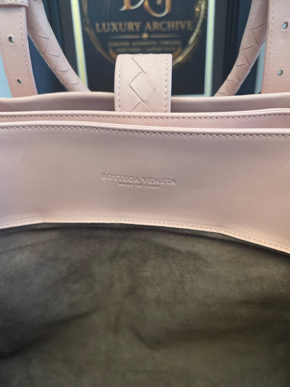 Authentic Bottega Veneta Large Roma Intrecciato Leather Tote Bag | Blush Pink | Made in Italy