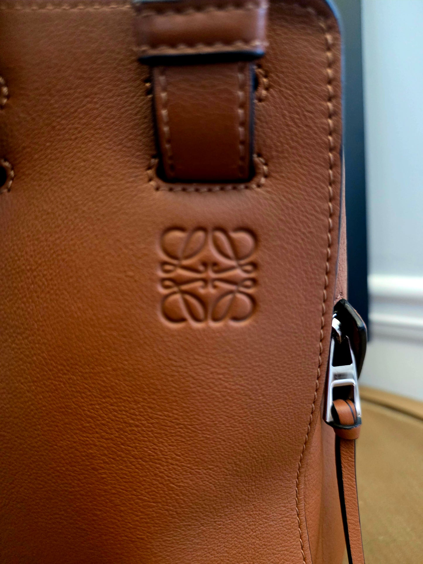 Loewe Hammock Medium Tan Leather Shoulder Bag with Strap | Authentic Pre-Owned Luxury Bag