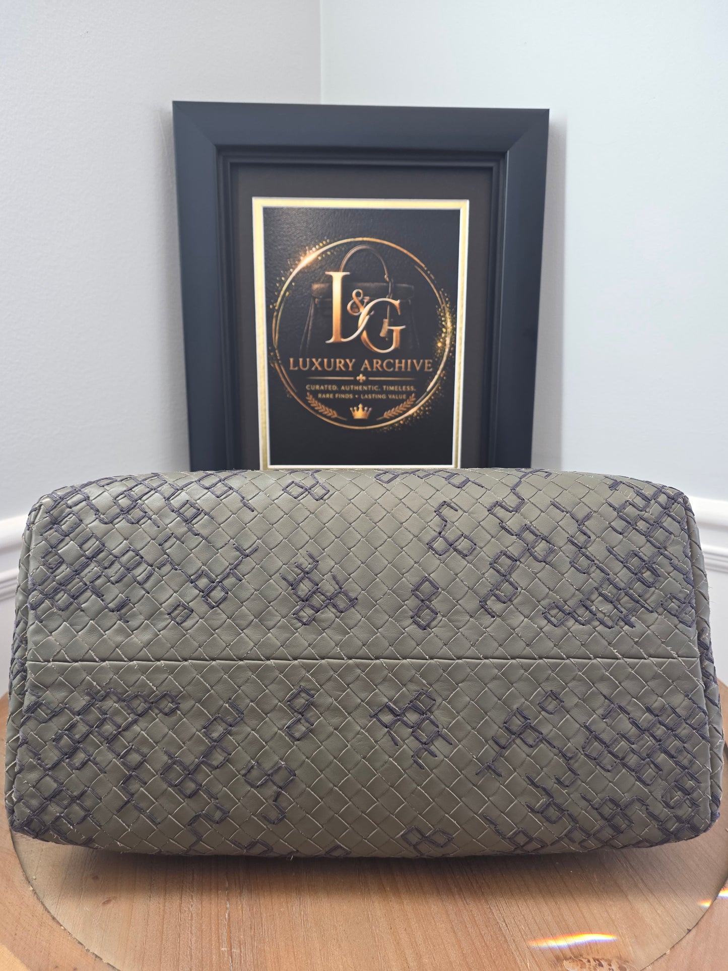 Authentic Bottega Veneta Large Roma Intrecciato Ricamo Tote | Olive Green & Plum Embroidery | Rare Limited Design | Made in Italy