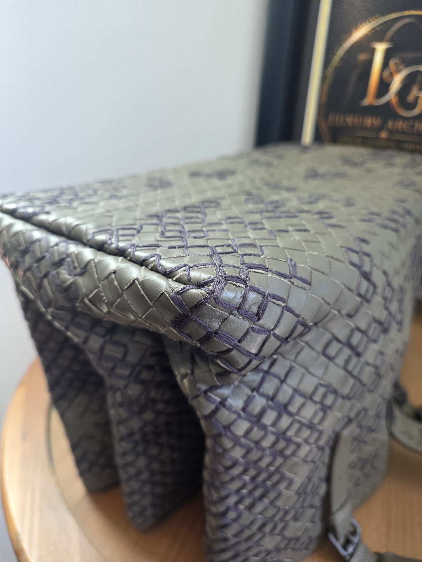 Authentic Bottega Veneta Large Roma Intrecciato Ricamo Tote | Olive Green & Plum Embroidery | Rare Limited Design | Made in Italy