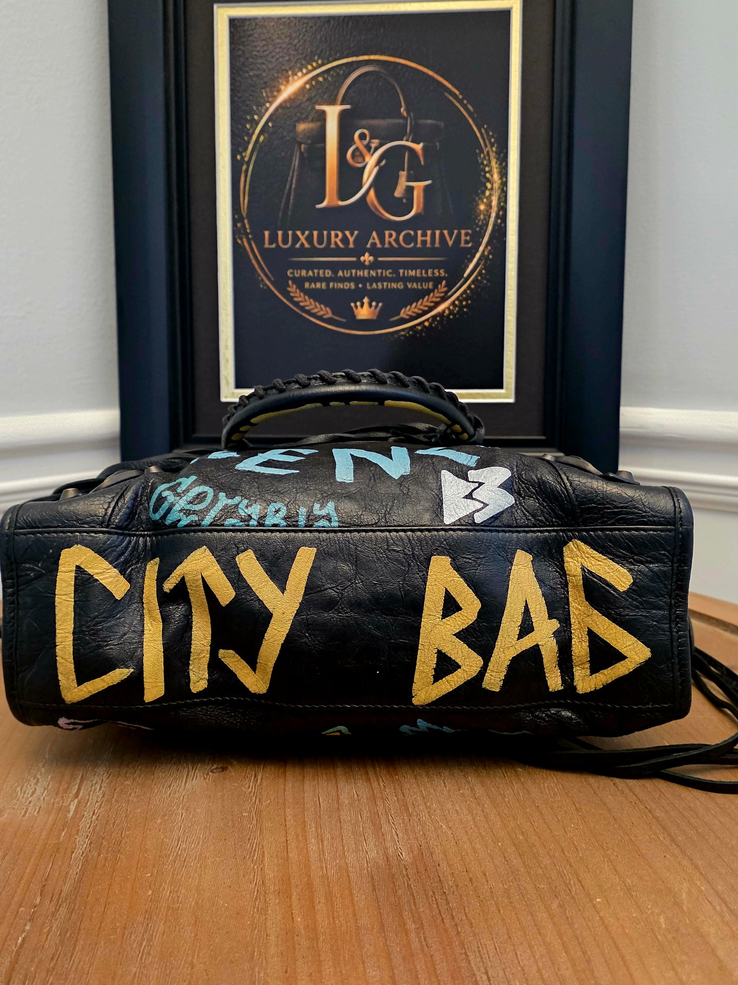 Balenciaga City Graffiti Bag Black Multicolor Leather | Classic Motorcycle Satchel