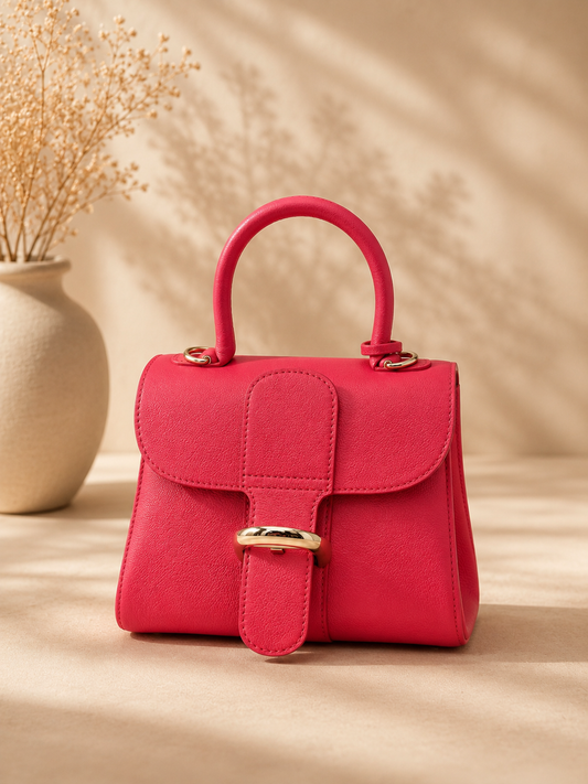 Delvaux Brillant Mini Neon Pink Crispy Calf Leather | Silver Hardware