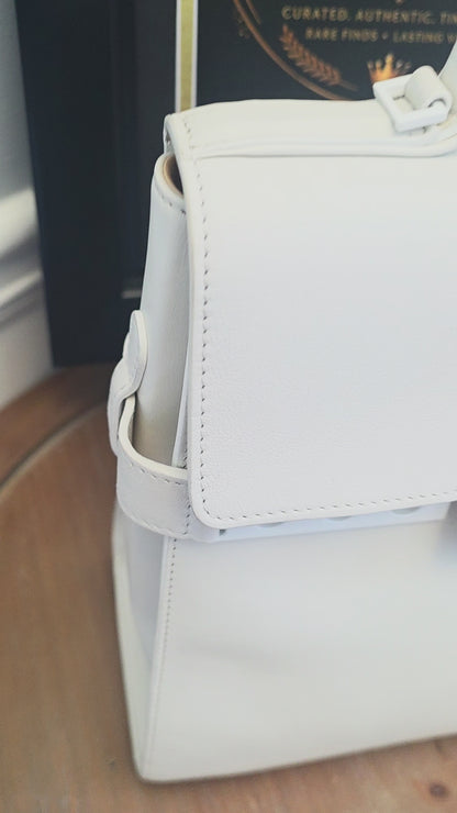 Delvaux Tempête White Calfskin Top Handle Bag