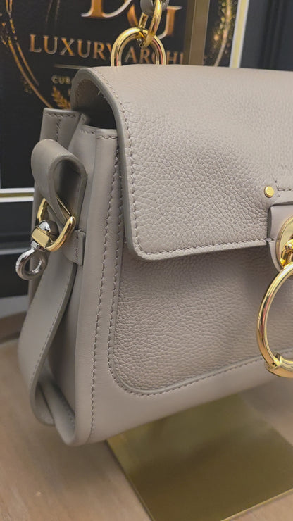 Chloé Small Tess Day Bag in Motty Grey Leather