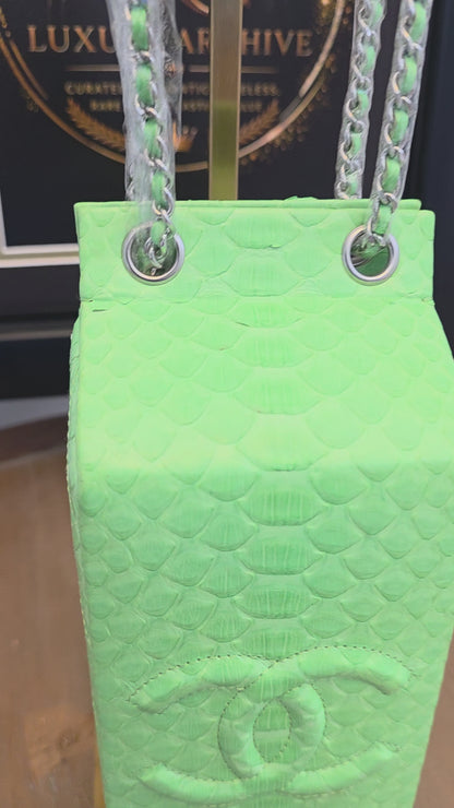 Chanel Lime Green Python Vanity Bag