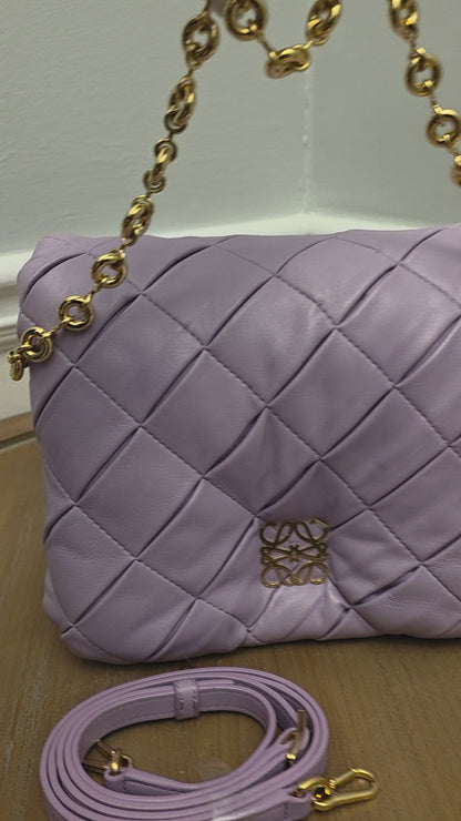 Loewe Lavender Puffy Goya Chain Bag in Nappa Lambskin with Gold Hardware