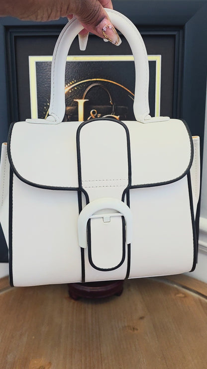 Delvaux Brillant MM "Panda" White & Black Leather Top Handle Bag