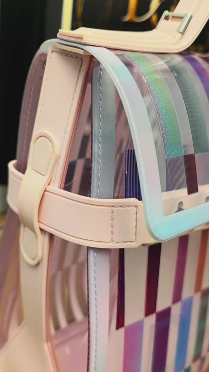 Delvaux Limited Edition Transparent Multicolor Brilliant MM PVC Top Handle Bag