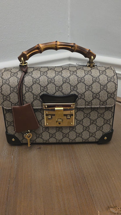 Gucci Bamboo Top Handle Bag GG Supreme Canvas | Tiny Rich Aunt Energy